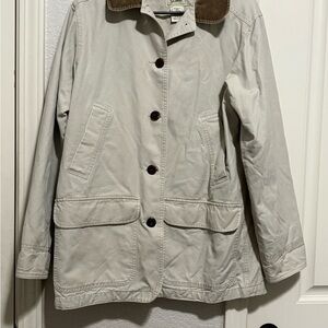 L.L. Bean Light Tan Jacket with Dark Brown Collar